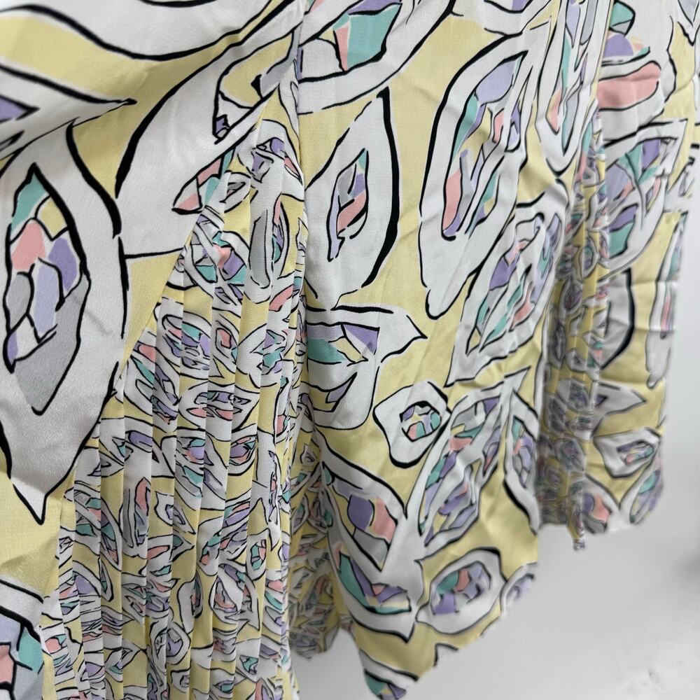 VTG Anthony Sicari Midi Dress 12 Pastel Faux Wrap Pleat Detail Smocked Waist 80s - Picture 7 of 11